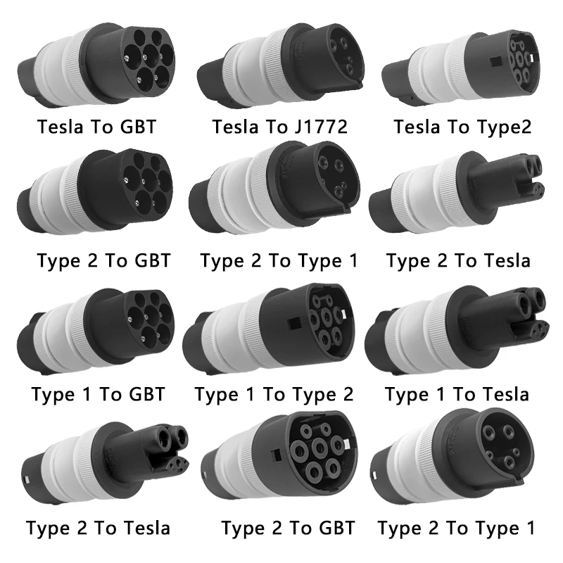 

Многофункциональный адаптер для зарядки электромобилей — обеспечивает бесшовное соединение с 4 глобальными портами зарядки переменного тока J1772 Тип 2 Tesla GBT