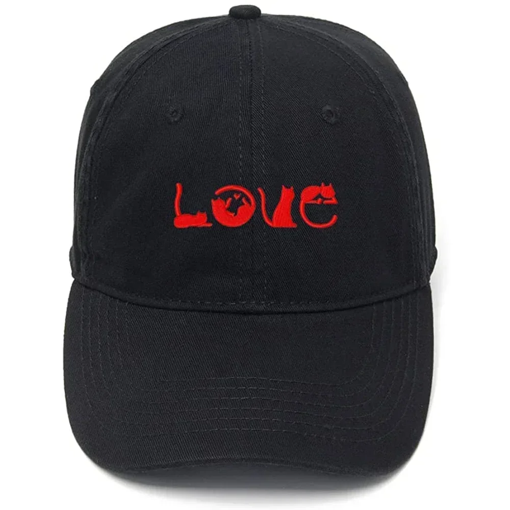 

Lyprerazy Men's Baseball Cap Love Cat Embroidery Hat Cotton Embroidered Casual Baseball Caps