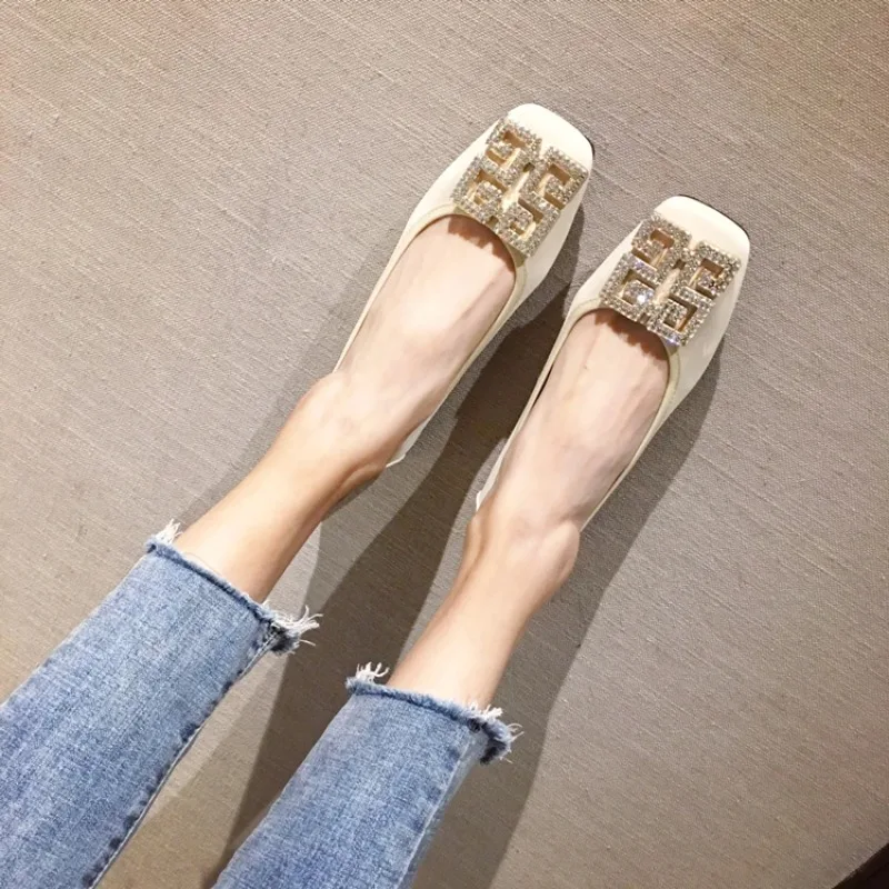 2026 New Women Shoes Fashion Metal Decoration Casual Shoes for Woman Comfort Square Head Flat Shoe Designer Shoes Zapatos Mujer view 3
