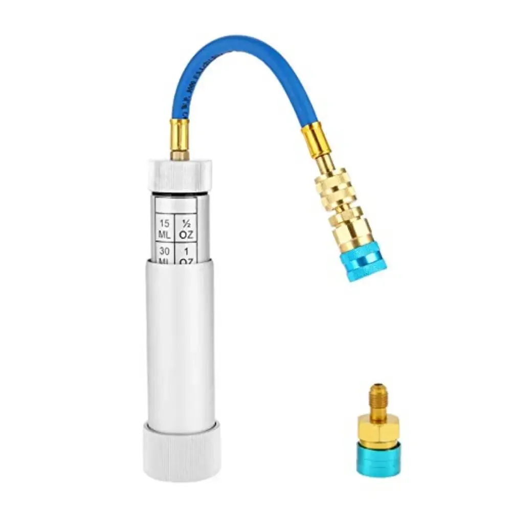 

HVAC Oil Injector with 14 Inch SAE Connector for R134A R22 R12 and For R1234YF Including and Mineral Oil Compatibility