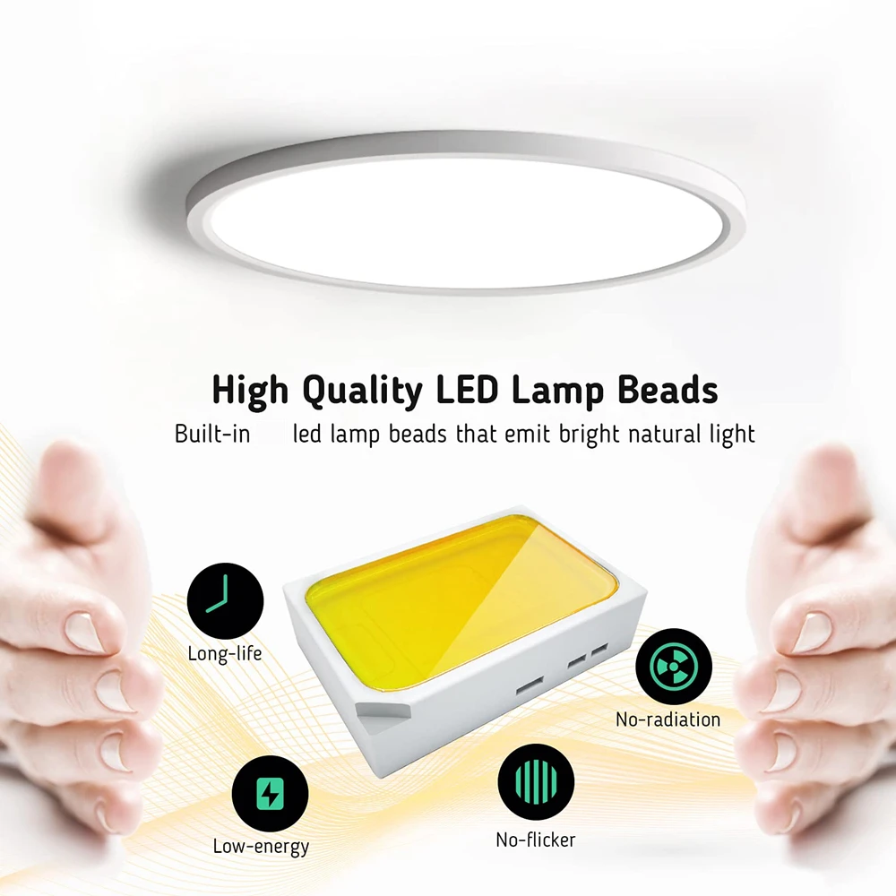 Plafonnier LED Ultra-Mince avec Télécommande, Éclairage à Intensité Réglable, Luminaire de Plafond, Idéal pour un Salon ou une Cuisine, 0.8 Pouces