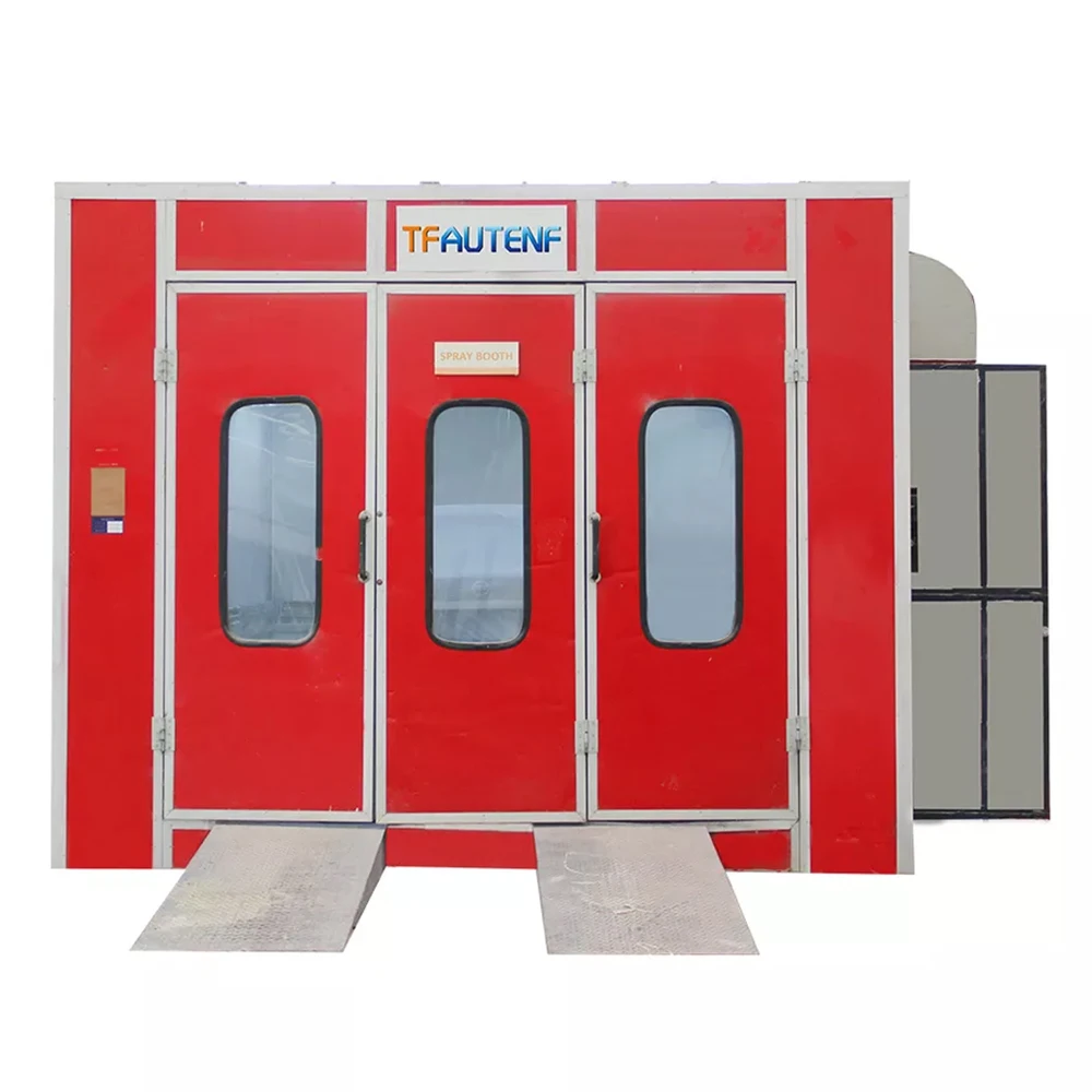 Factory price infrared heat lamps auto spray booth / car frame machine / two columns car elevator combo for a 20 ft container