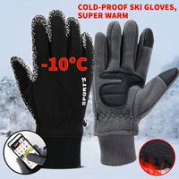 Winter Men Cycling Bike Gloves Non-slip Thermal Polar Fleece Gloves Cold Windproof Waterproof Touch Screen Warm Skiing Mittens