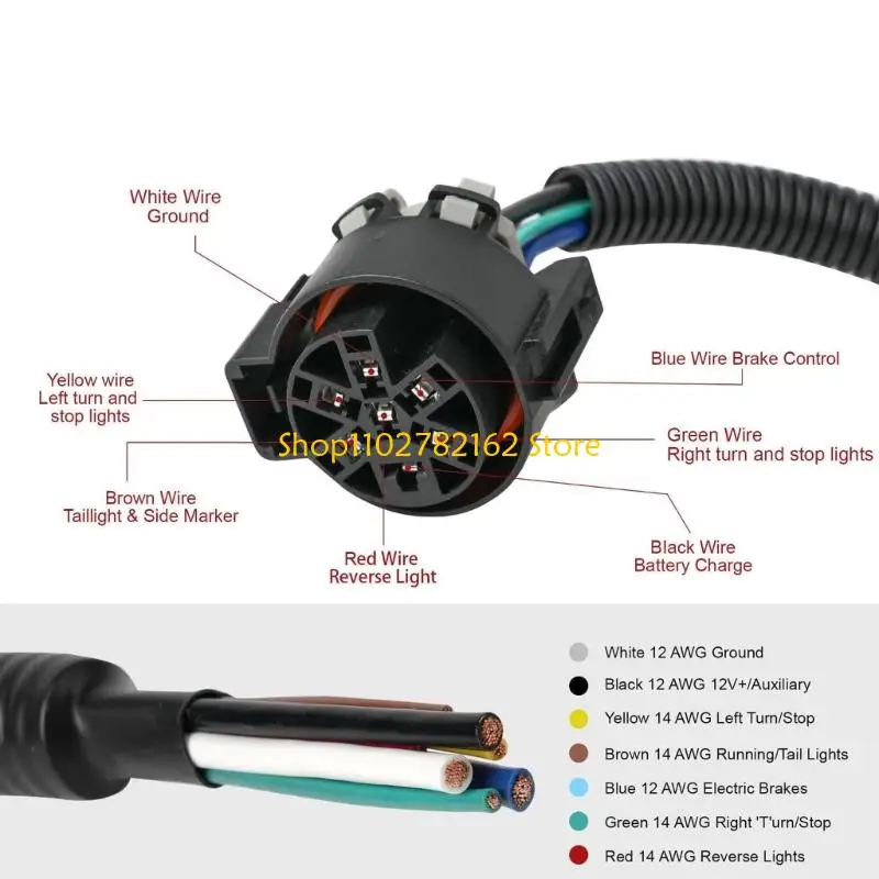 

547B 7 Way & 4 Flat Trailer Tow Hitch Plugs Harness For Pickup And Campers Trailers