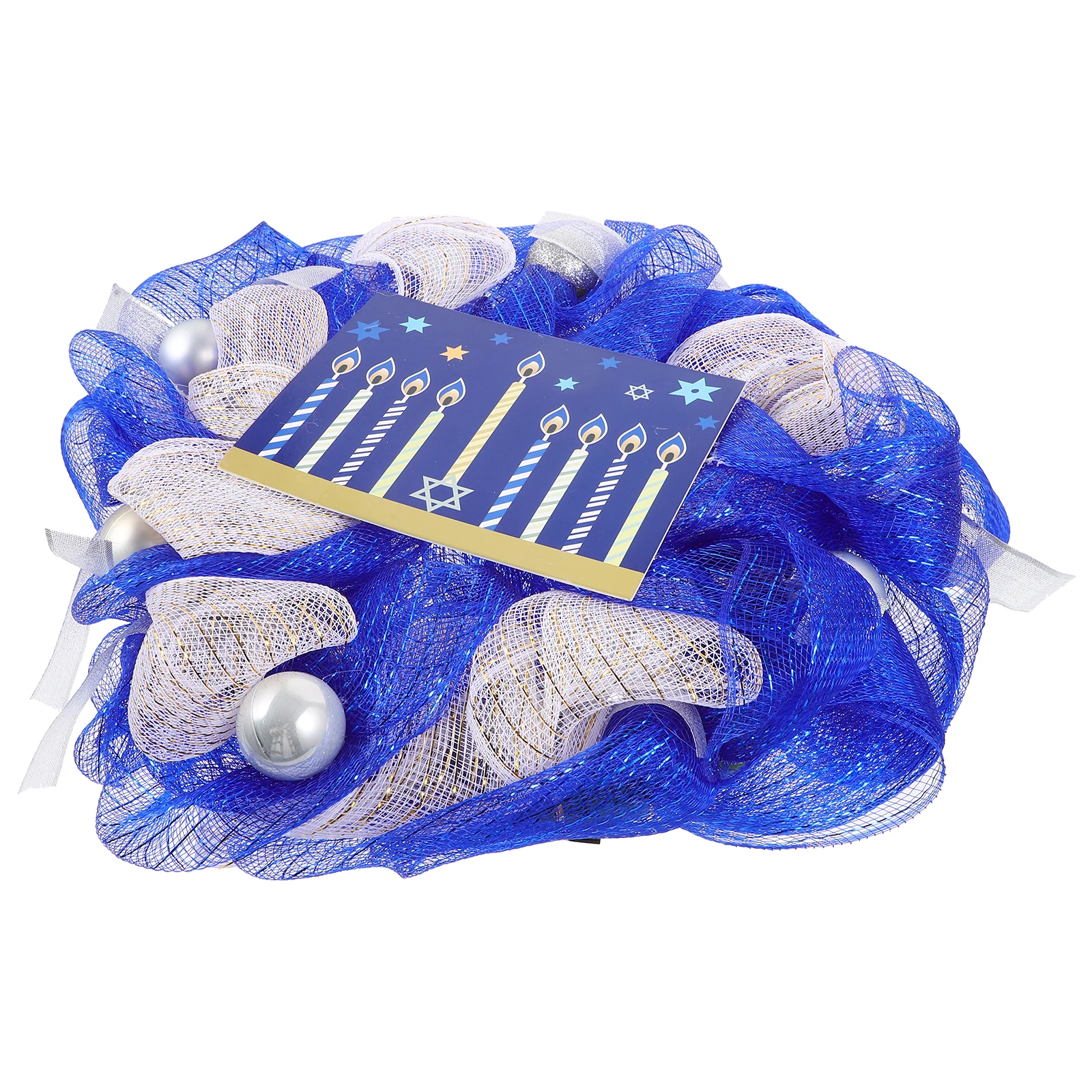 

Blue Wreath Hanukkah Door Decor Eye-catching Holiday Ornaments Festive Front Wreath Chanukah Garland Home Party Supplies
