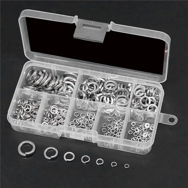 Spring Lock Washer,304 Stainless Steel Spring Lock Washer Assortment Set (1230-Pcs,8-Size)-AT30