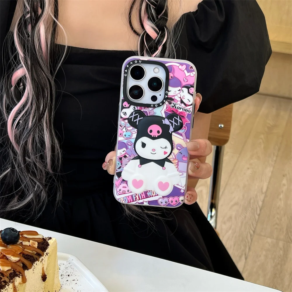 

Забавный 3D чехол Kuromi для мобильного телефона на Хэллоуин для iPhone 13, 14, 15, 16, 17 Pro Max, роскошный модный корейский чехол INS с милой защитой Fundas