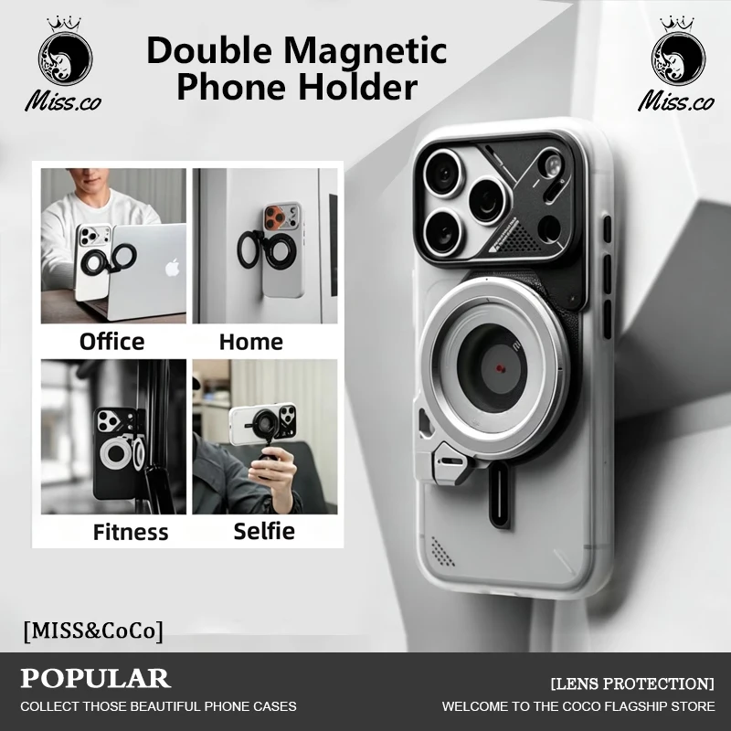 Aluminum alloy Magnetic Ring Phone Holder Ultra-thin strong magnetic N52 portable adjustable double-sided magnetic Phone Holder