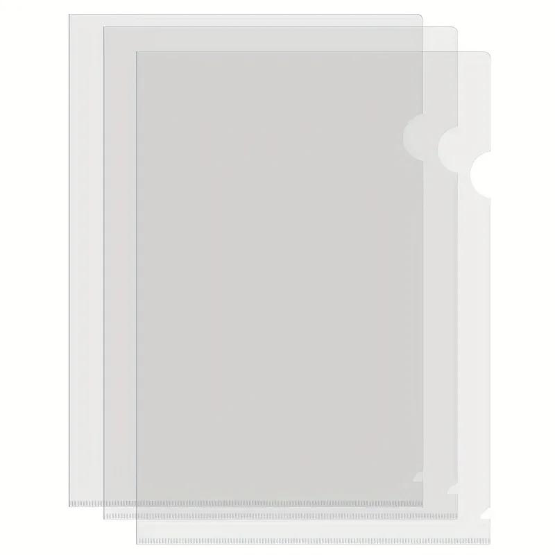 10 قطع من مجلدات الملفات الشفافة على شكل حرف L مقاس A4 - أكياس مستندات PP مقاومة للماء ومتينة لتنظيم المكاتب وقابلة لإعادة الاستخدام