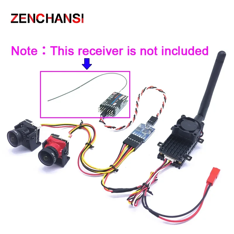 5.8G 2W 송신기 2000mW VTX, 듀얼 스타라이트 1200TVL fpv 카메라, DVR 포함 5.8G 4.3 인치 FPV 모니터