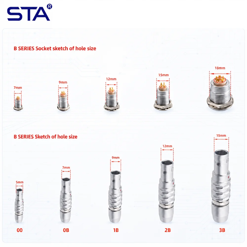 FGG Straight Plug Push-Pull Self-Locking Metal Industrial Connector LEMO Alternative 00B 0B 1B 2 3 4 5 6 7 8 9 10 14 16 Pin