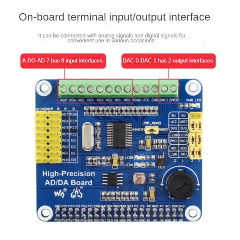 PCB AD/Da Board AD alta precisione per modulo digitale Raspberry Pi compatibile con modulo 4B/3B +/JETSON NANO