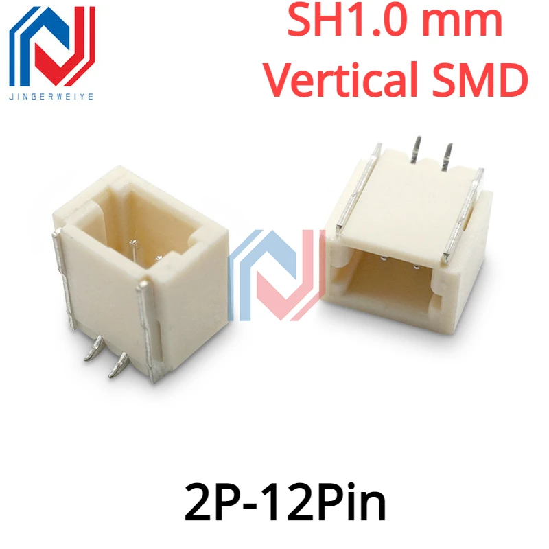 20 Stks/partij Sh1.0 Mm Verticale Smd 1.0 Mm Afstand Connector 2P/3P/4P/5P/6P/7P/8P-12P Verticale Sticker Socket Terminal Connector