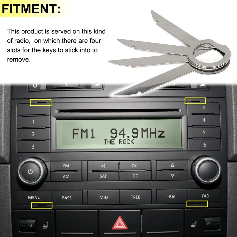 4/8개 라디오 스테레오 제거 추출기 키 릴리즈 핀 헤드 유닛 오디오 설치 도구 (폭스바겐, 아우디, 메르세데스 벤츠, 스코다 자동차 부품용)