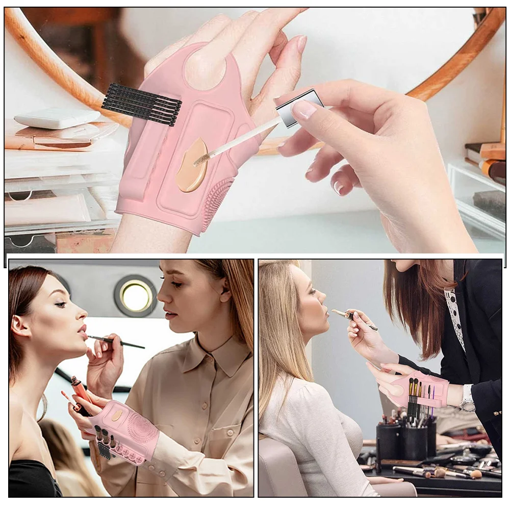 Muñequera de silicona para maquillaje, paleta de mezcla de maquillaje ajustable, bandeja de almacenamiento, paleta de base mezcladora, accesorios de herramientas de belleza