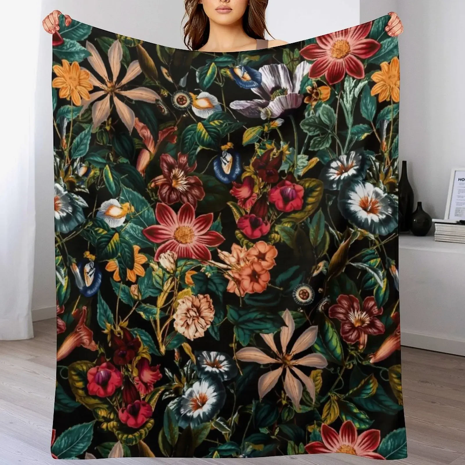NIGHT-GARDEN-XXIV Throw Blanket No Pilling Soft Warm Blanket for Bed