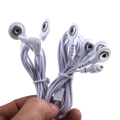 2개 / 4Way 2.35mm 플러그 전극 와이어 – Tens EMS 마사지 전기 신경 근육 자극기 전극 케이블