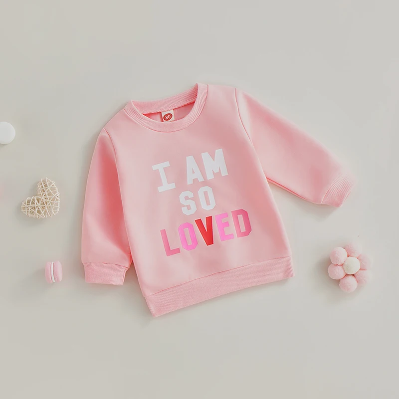 

Cute Infant Valentine s Day Sweaters Adorable Round Neck Long Sleeve Graphic Pullovers for Toddlers Loose Fit Sweatshirts