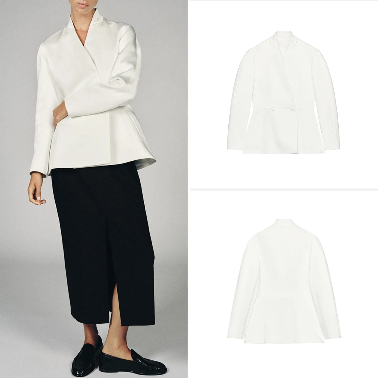 Fashionable Long Sleeve Waist-Cinching Double-Breasted Suit Jacket Women's Autumn Wear ZADATA Standard Fit Short Outerwear