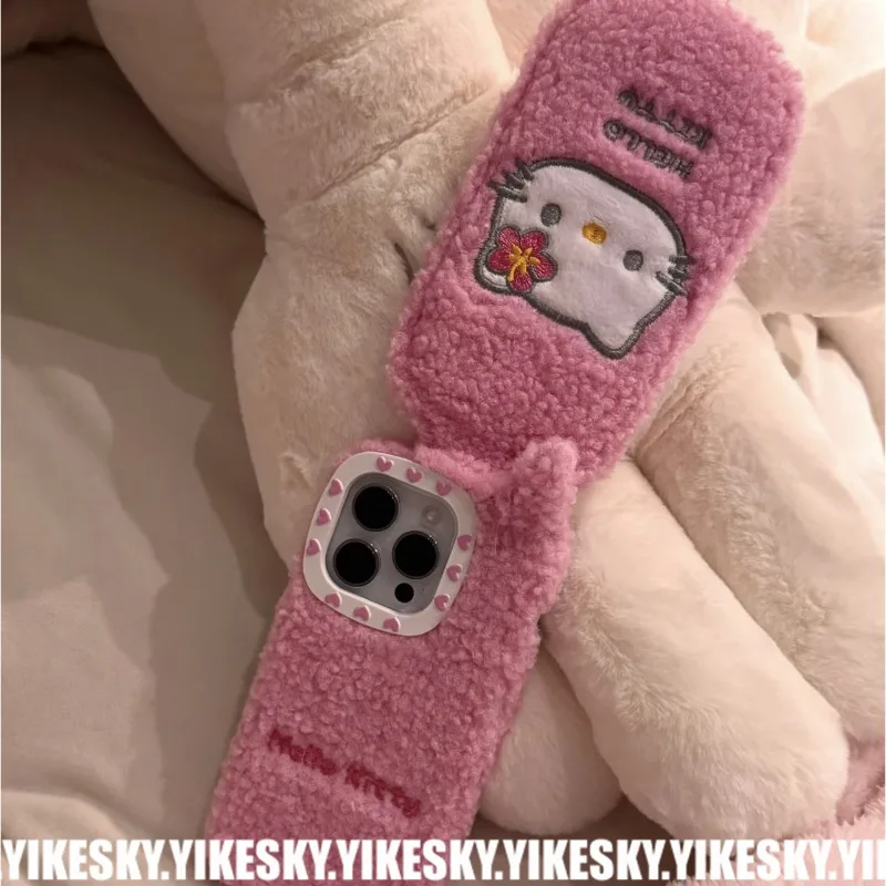 

Kawaii Hello Kitty Sanrio Student Cute Cartoon Plush Phone Shell iPhone Phone Case Phone Decor Christmas Gifts for Kids