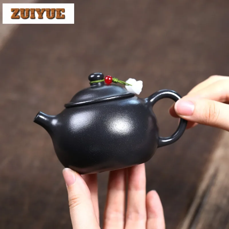 

150ml Handmade Yixing Purple Clay Teapots Handmade Small Apple Pot Raw Ore Stone Yellow Mud Kettle With Filter Zisha Tea Set