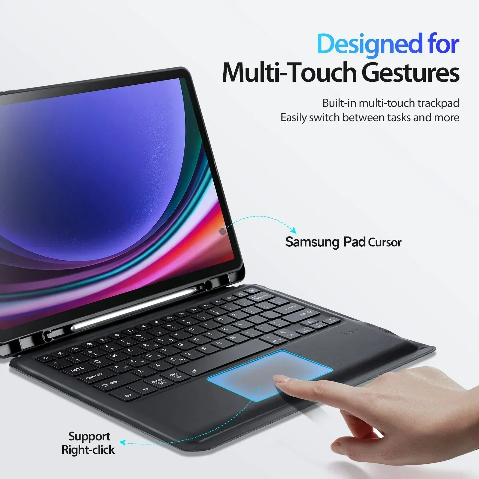 Imagem -02 - Teclado Trackpad Destacável para Samsung Galaxy Tab Estojo Mágico com Suporte para Lápis s7 s8 s9 fe S10 Plus s6 Lite a8 2023