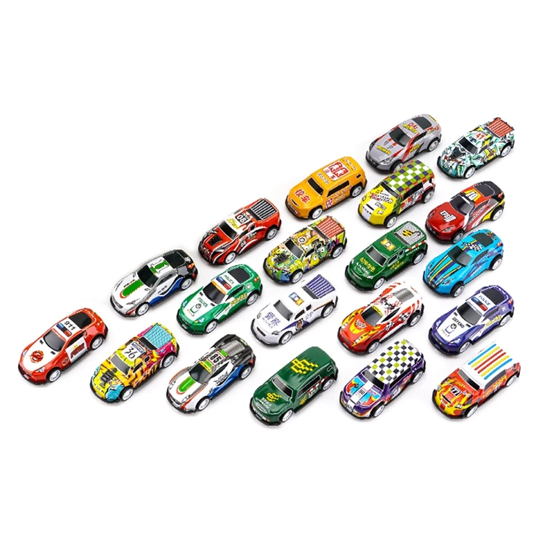 21PCS Pull Back Cars Toy Push And Pull Back Friction Powered Vehicles For 3 4 5 6 7 Year Old Kids