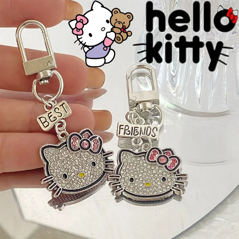 

Sanrio Anime Hello Kitty Keychain Pendant Cartoon Sparkling Diamond Student Bag Hangings Accessories for Friends Christmas Gifts