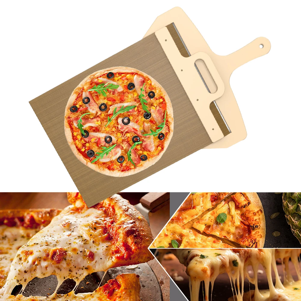 Sliding Pizza Peel - 12 inch Pizza Paddle with Handle and Baking Cloth Non-Stick Pizza Peel for Bread Dough Transfer Kitchen