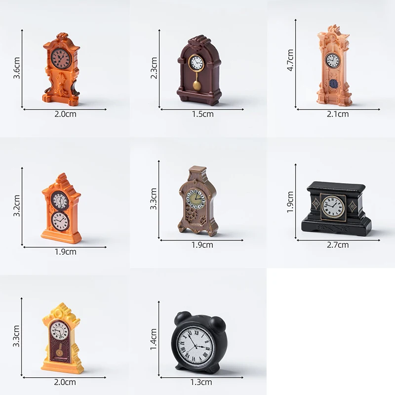 1/8 ชิ้นอุปกรณ์ตกแต่งบ้านตุ๊กตา 1:12 นาฬิกาแขวนผนังจิ๋วสไตล์ยุโรป นาฬิกาวินเทจ ของตกแต่งเฟอร์นิเจอร์ ของเล่นจำลอง