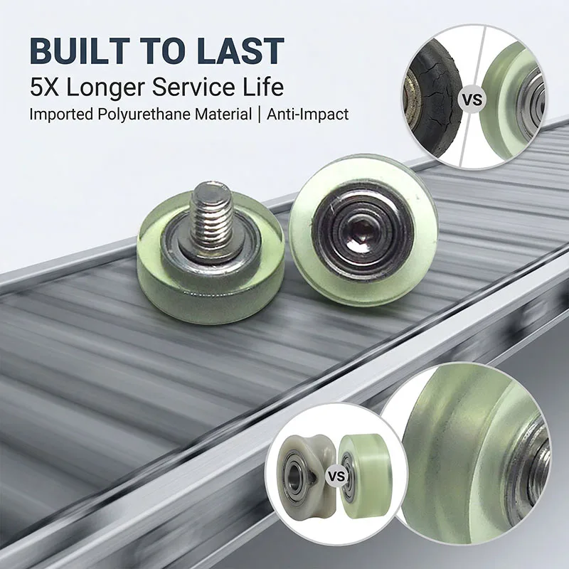 5pc OD 10mm PU Coated Bearing Roller Wheel PU69310-5C1L4M4 Externally Threaded Polyurethane Forming Bearing Pulley With Screw M4