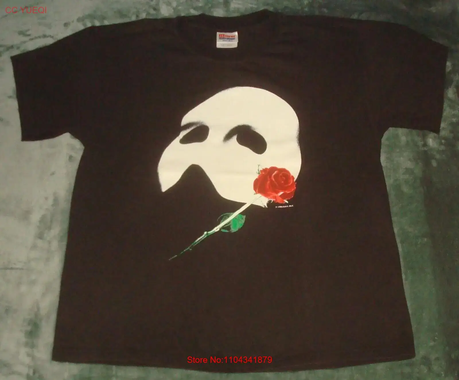 VTG 90s PHANTOM OF THE OPERA GLOW IN DARK MASK T SHIRT LARGE BROADWAY NYC long or short sleeves