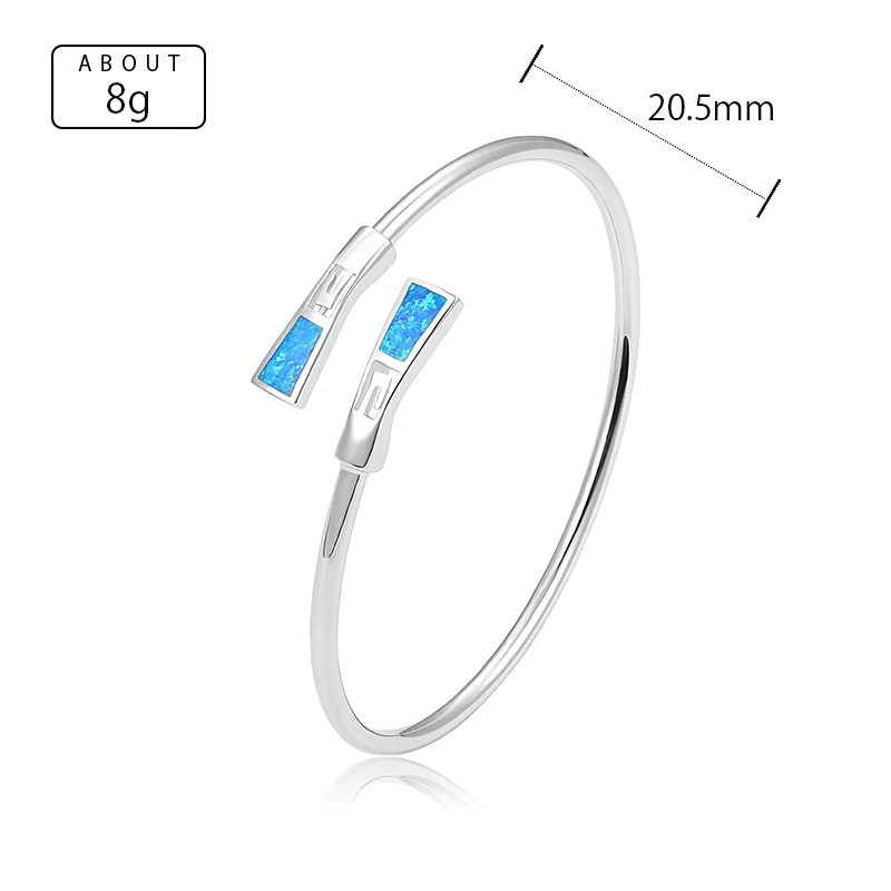 MYOP 925 Silver Gift Faux Blue OPAL Simple Opening Bracelet, A Must-Have For A Gentle Metal Stash