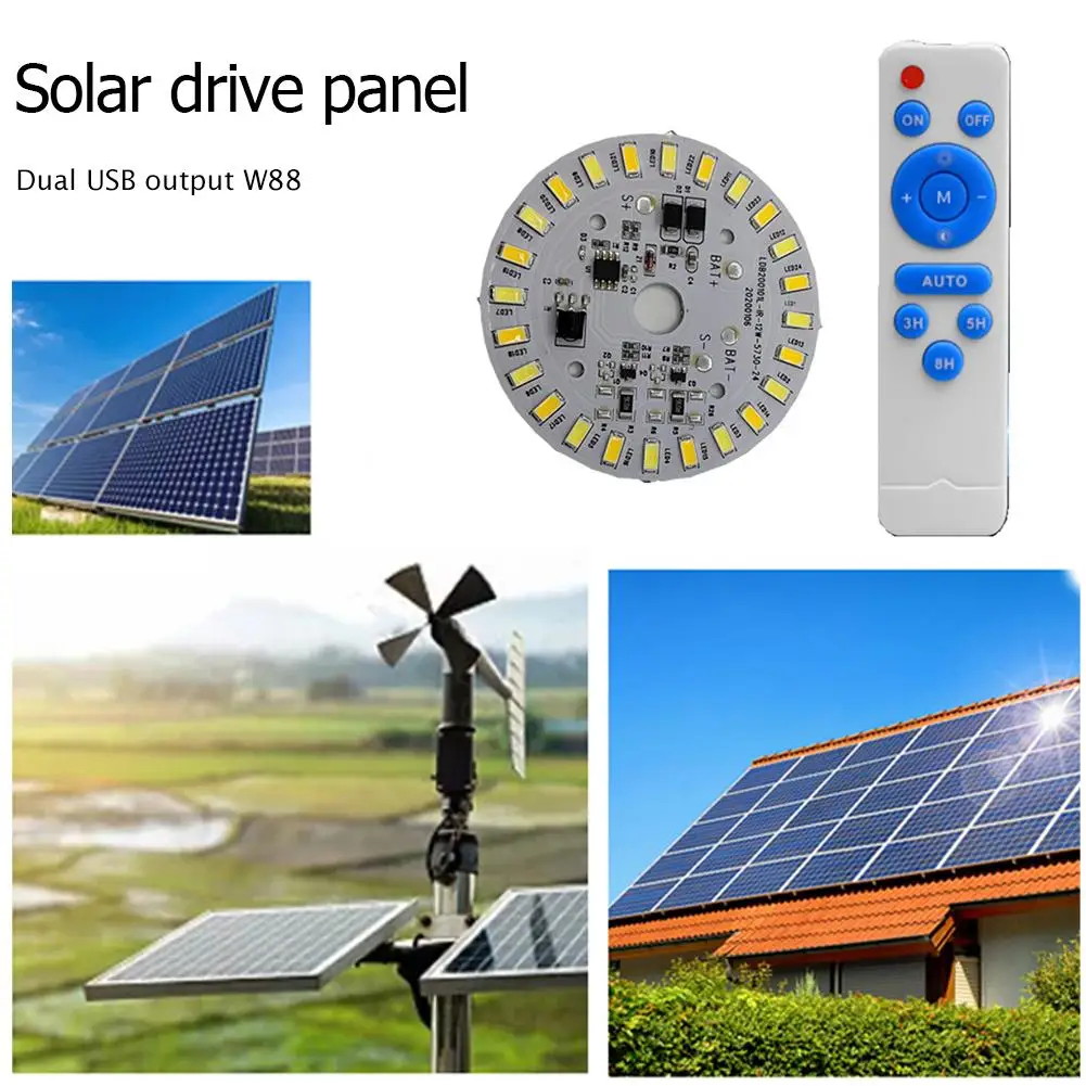 Round Solar Light Panel Remote Control LED Energy-Saving Environmentally Round Ceiling Light Panel 12W Household FriendlyTool