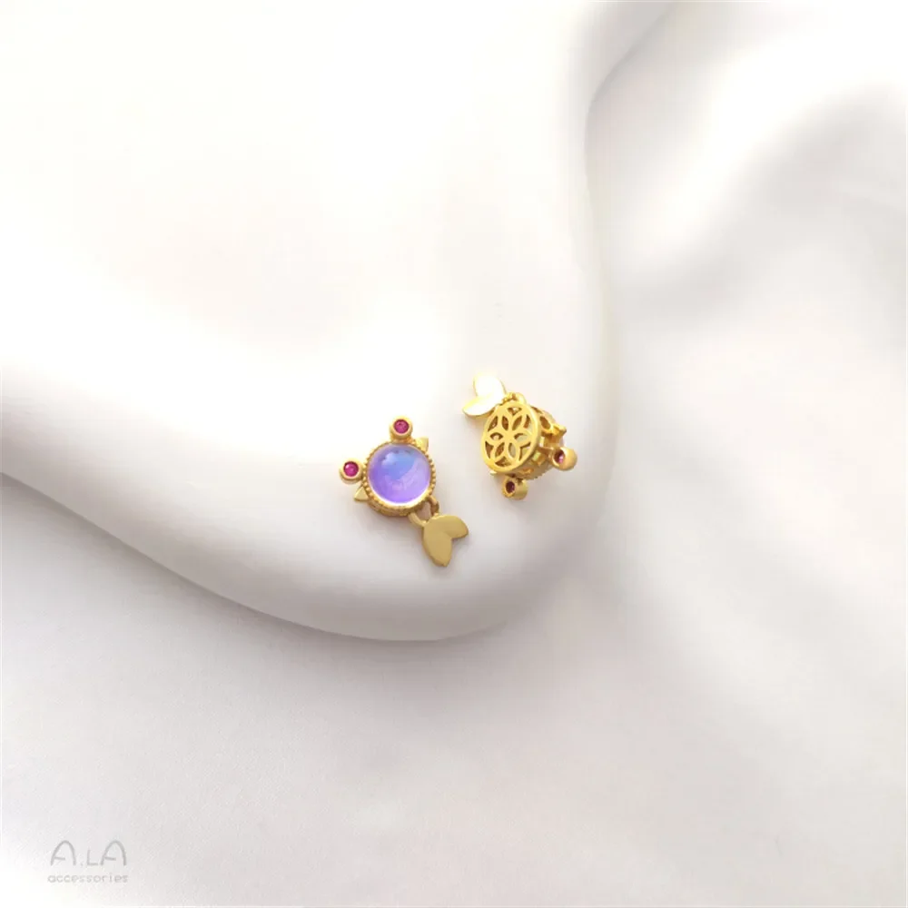 Chapado en cobre, oro mate con incrustaciones de imitación de piedra de luz de luna, alce, pez dorado, cabeza de oso, cuentas separadas, accesorios colgantes en forma de corazón