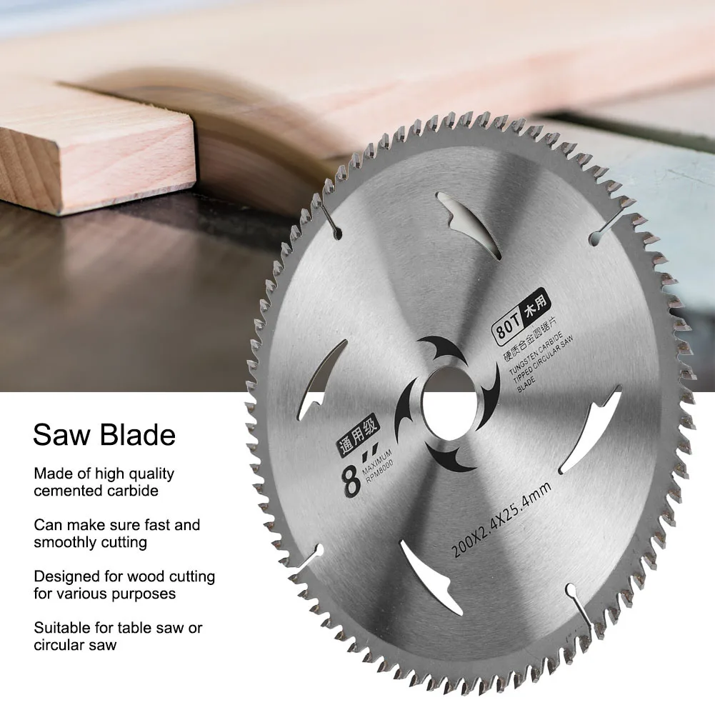 

8 Inch 200mm TCT Carbide Tipped Circular Saw Blade for Wood Chipboard Plywood MDF Cutting 1 Inch 25.4mm Arbor General Purpose Wo