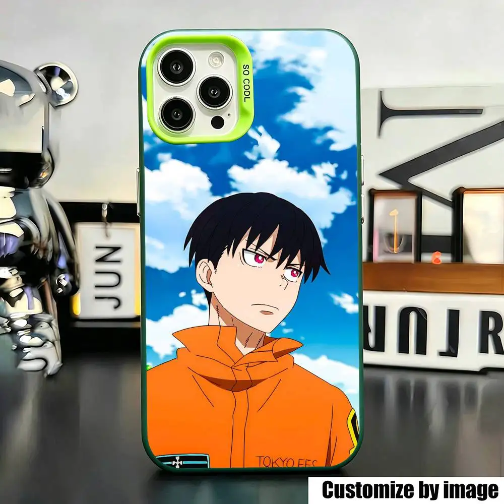 Чехол для телефона Anime S-Shinra K-Kusakabe Fire F-Force для iPhone 17, 16, 15, 14, 13, 12, Plus, Pro Max, XS, зеленый, с серебряным покрытием внутри