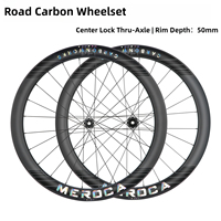 700C Road Bike Carbon Wheelset 50mm Depth Disc Brake Center Lock Thru Axle Clincher Carbon Rim Road Cycling Elite Carbon Wheels