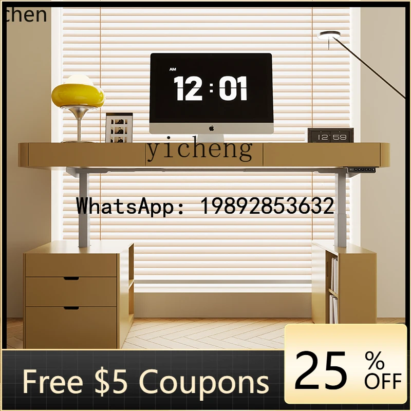 AA   Electric Lifting Table with Drawer Storage Standing Solid  Painting Double Modern Simple Computer Desk