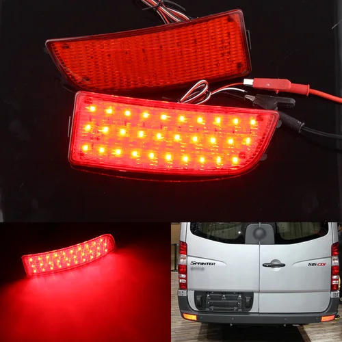 Reflector de parachoques trasero LED, luz de freno de parada trasera para Mercedes, Benz Sprinter W906, Volkswagen, VW, Crafter 2E