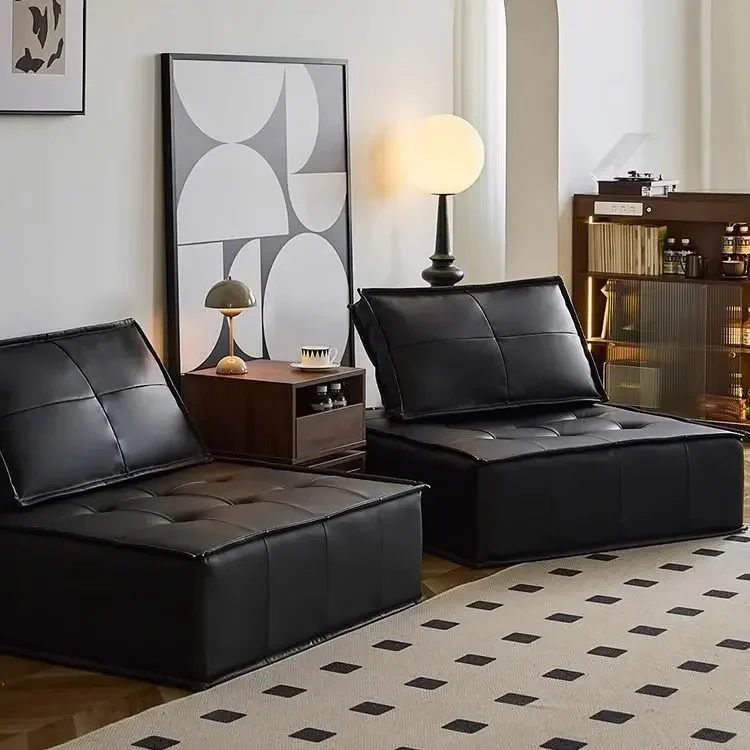 أريكة جلدية إيطالية حديثة مسند ظهر مرتفع جلد بيمونتي أصلي مقعد واحد أريكة وحدات أثاث غرفة المعيشة البسيط #3