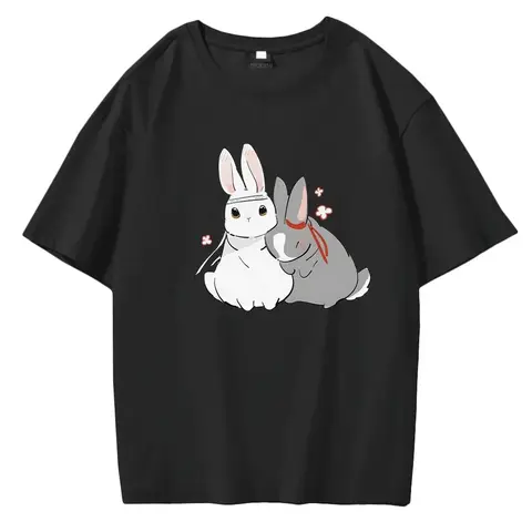 Cute Cartoon T-shirt for Women 2024 Summer Clothing Top Mo Dao Zu Shi Anime Short Sleeve Tee Shirt O-neck Y2k Streetwear Clothes