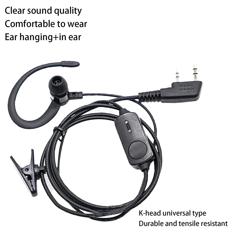 

1Pc Rotatable EarHook Headphone For BF760 BF996 Walkie Talkie Walkie Talkie Headset Mic K-Plug Wired Two Way Ham Radio Earphone