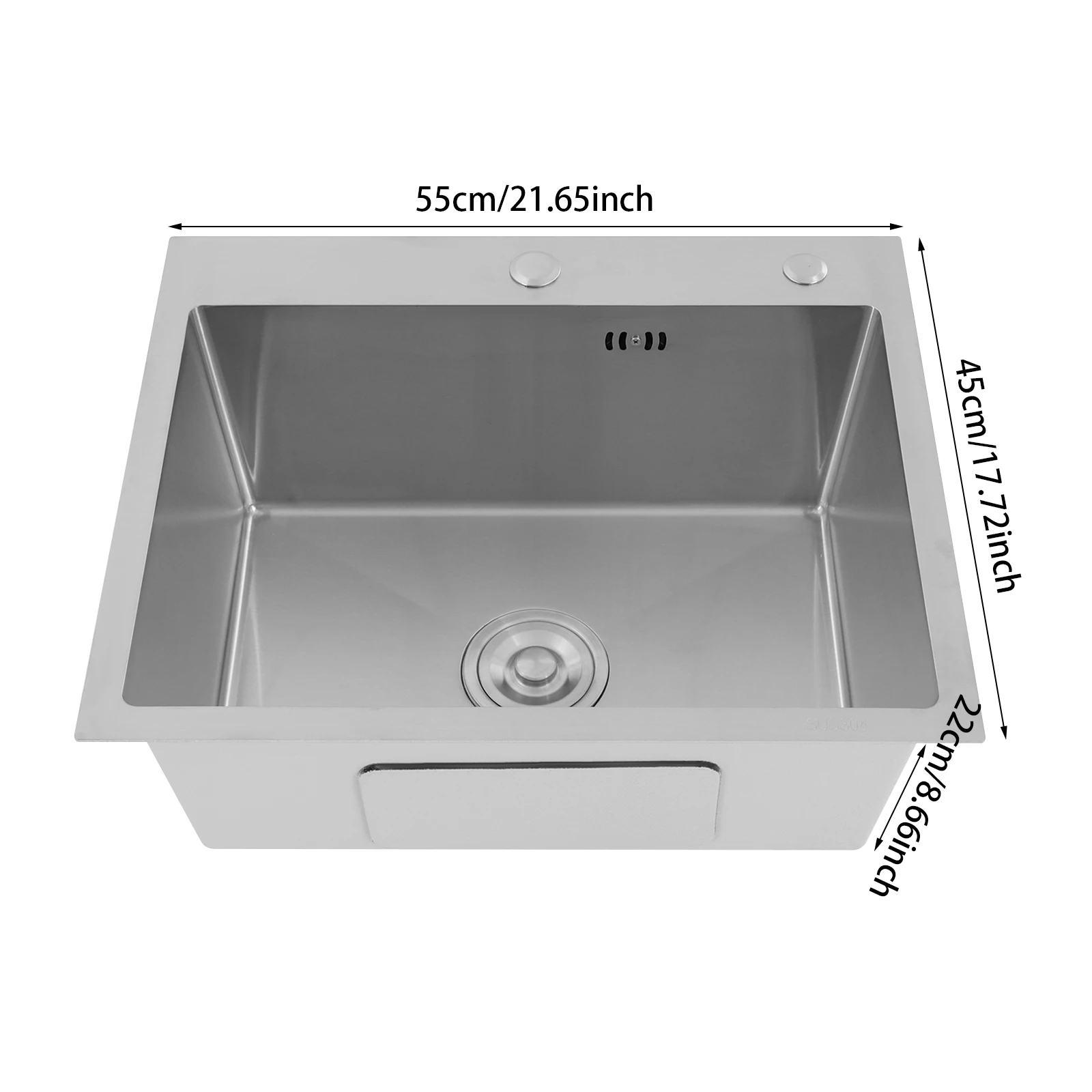 

55 X 45cm Single Bowl Silver Kitchen Sink,304 Stainless Steel Kitchen Sink, Sink Set for Dessert Shops, Cafes, Bars, Restaurants