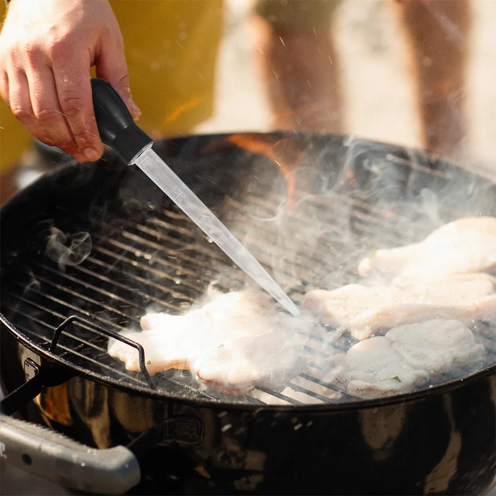 2 Piezas Aplicador de Aceite Metálico para Barbacoa, Herramienta Esencial de Cocina, Inyector de Marinada para Carne a la Parrilla y Salsas