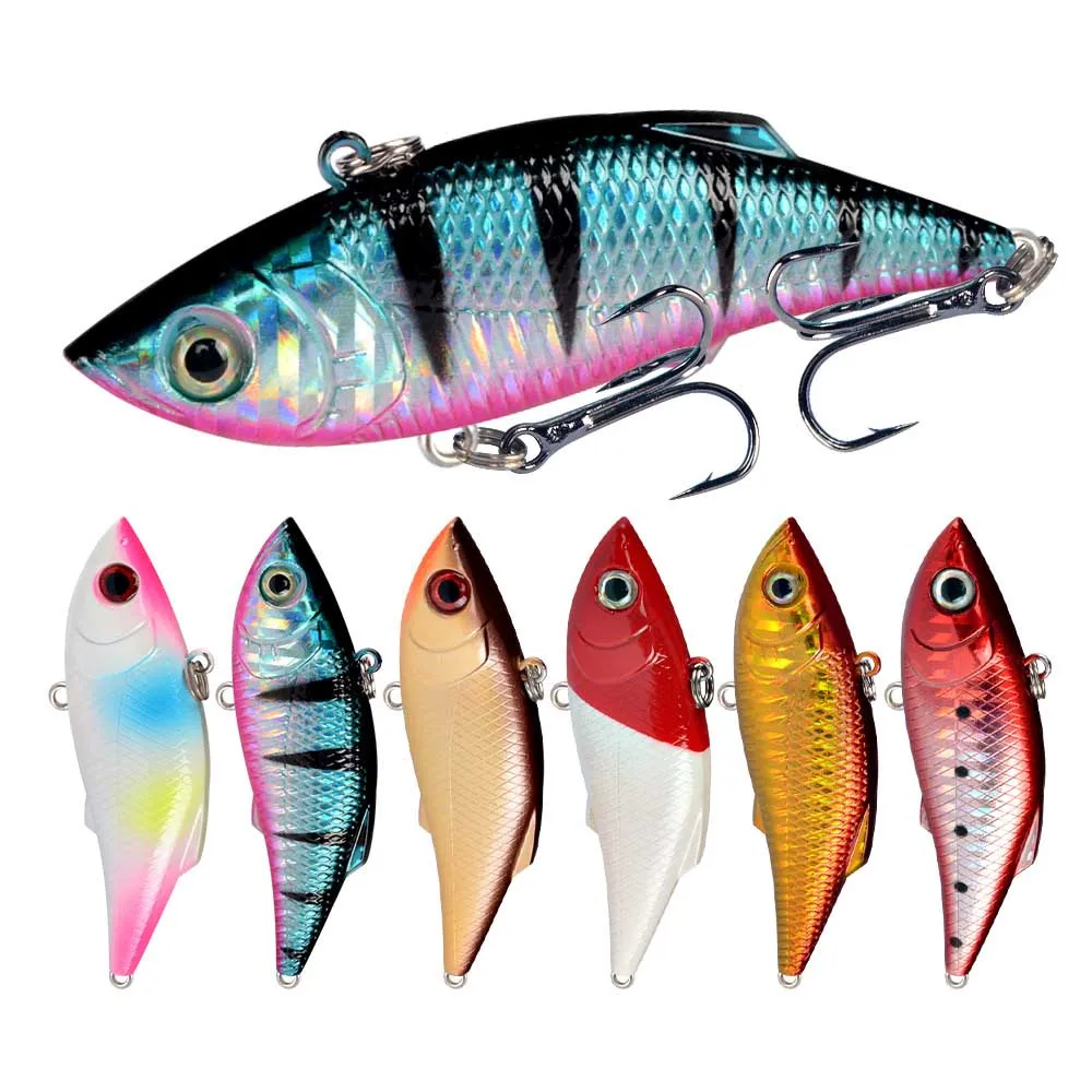 6 قطعة طعوم صيد السمك الصلبة VIB طعم vib خطاف ثلاثي كرانكبيت Wobber أدوات صيد صناعية