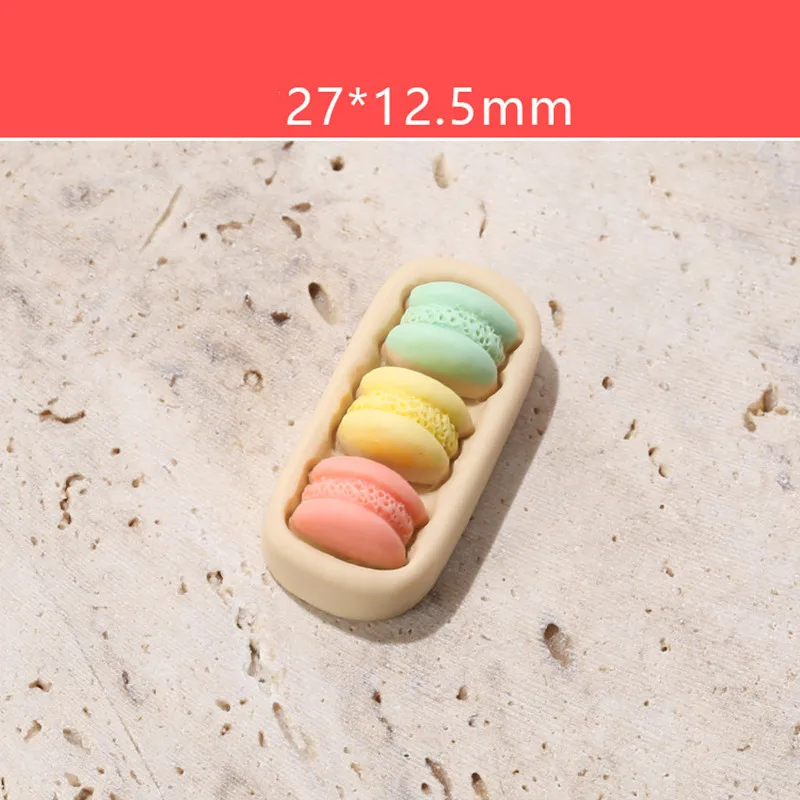 10pcs Cute Macarons Resin Foods Flatback Cabochon Beads For DIY Earrings Key Chains Fashion Jewelry Accessories 27mm Resin Cake