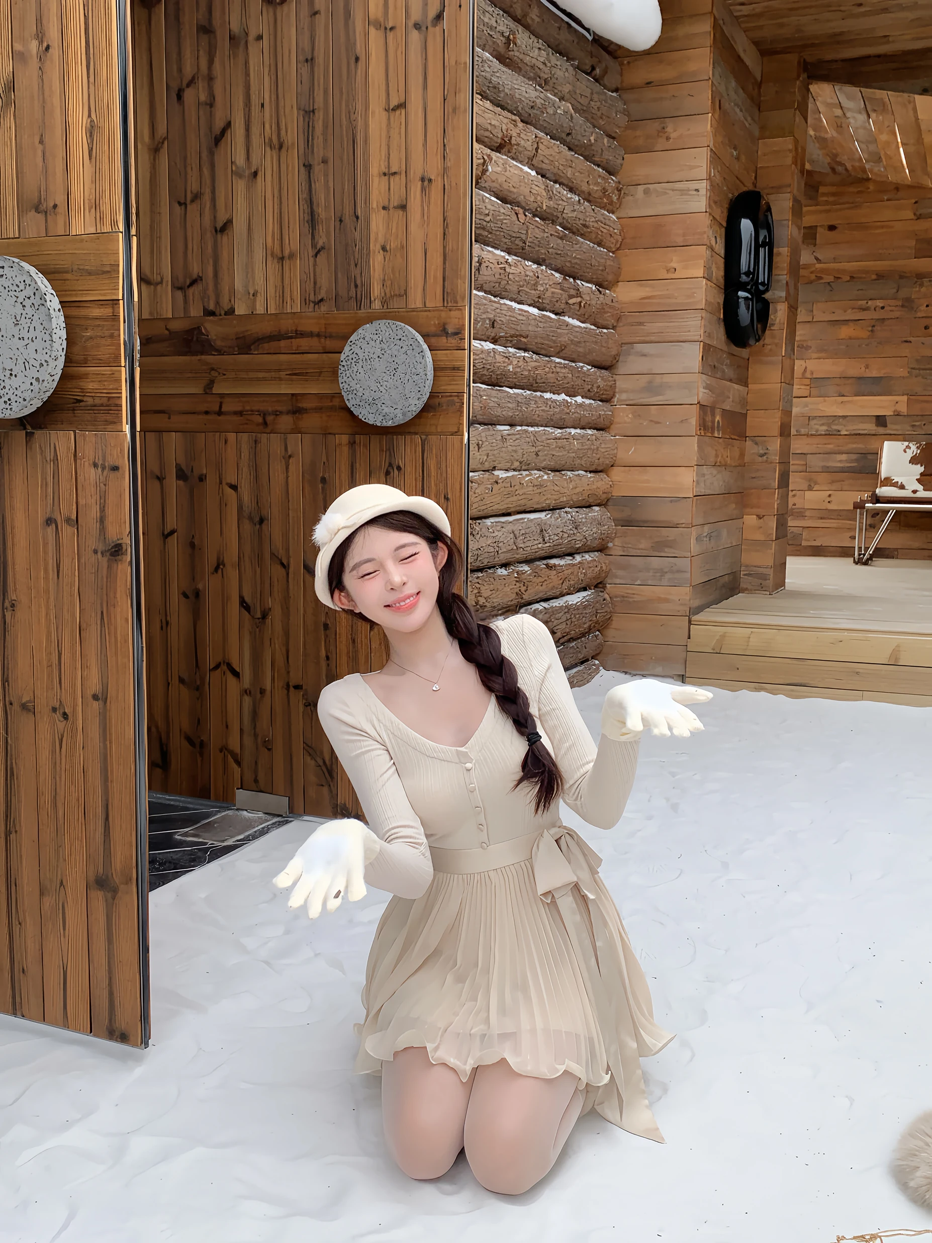 

Swan Knitted Dr Winter New Sle V-ne Splice Waist-in A-line Long Sve Dr Elely Pure Desire Sle A-line Skirt