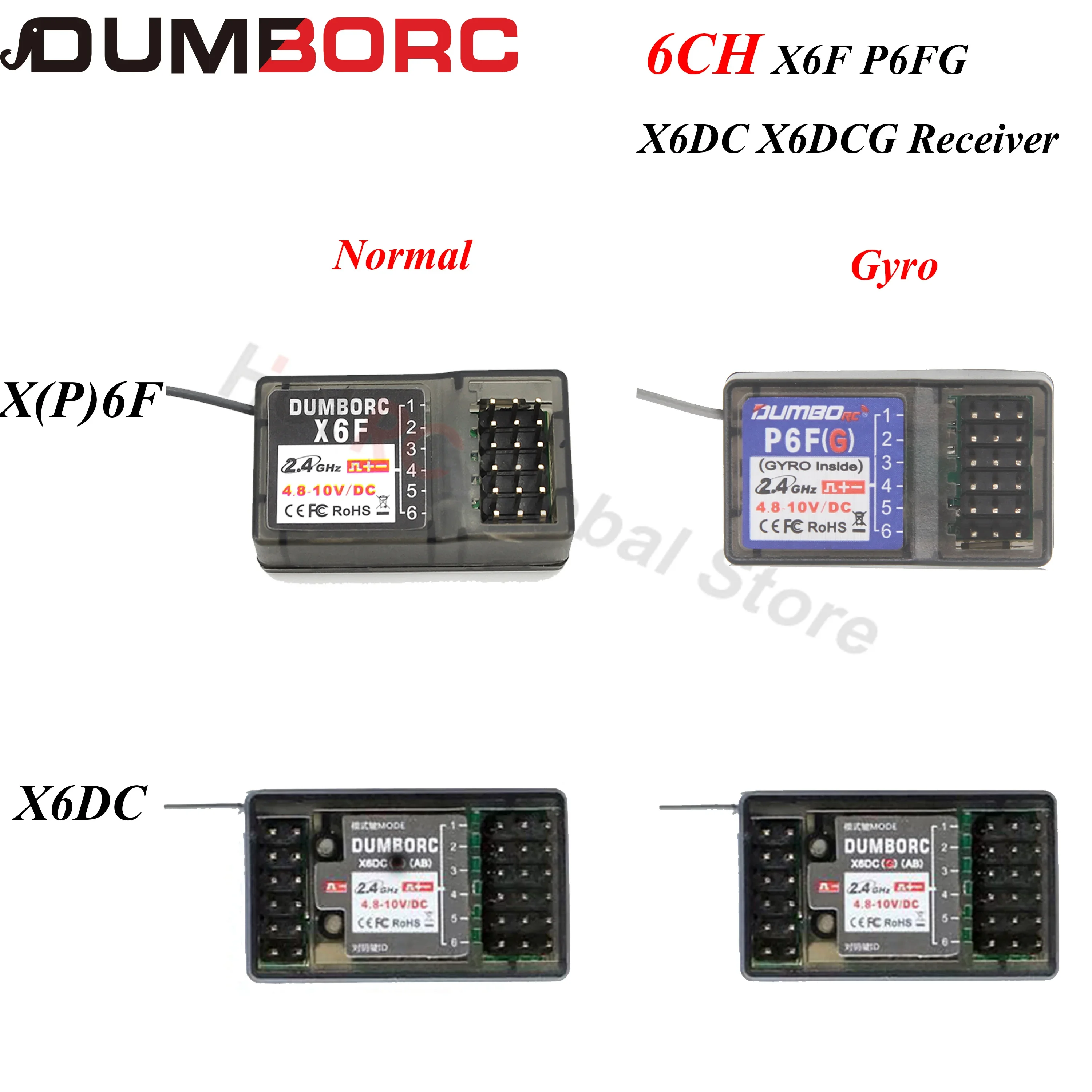 

DUMBORC X6F P6FG X6DC X6DCG Gyro Receiver for X6 X5 X4 2.4Ghz 6CH Transmitter 1/10 1/8 RC Model Car Crawler Boat Axial SCX10 D90