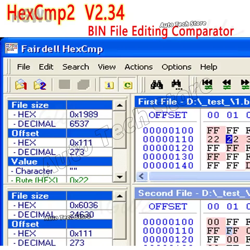 BIN File Editing Comparator HexCmp2 V2.34 Hex Editor Unlimited Hex Cmp Modify Files in a Hex Mode Work with Winols Convenient